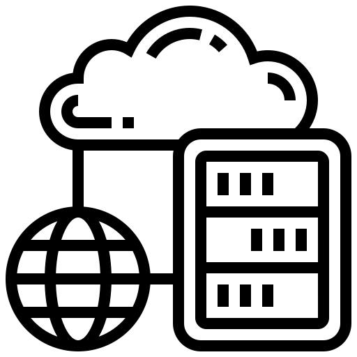 Cloud , server and globe connected to another