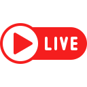 red color live text with play icon