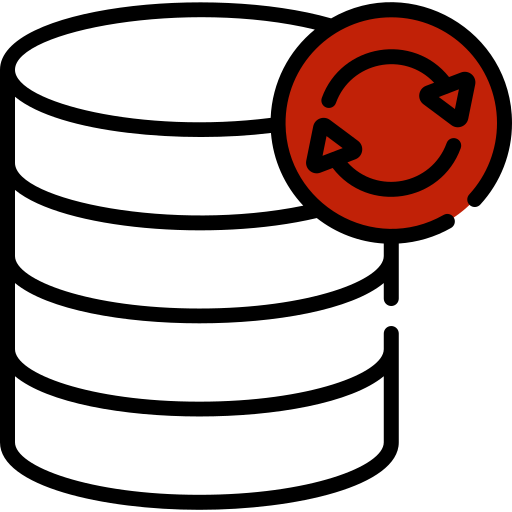 A picture of database and rotation symbols
