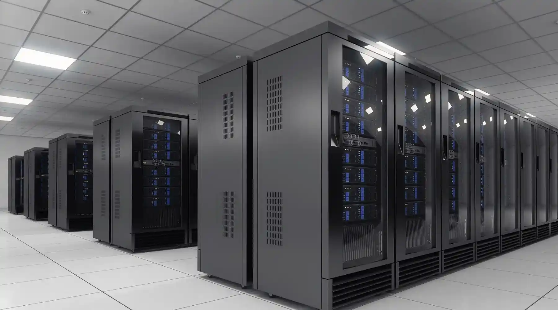 A picture of servers and cabinets