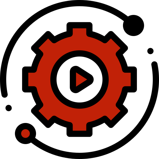 A picture of play button center the gear