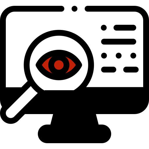 A picture of magnifier glass and monitor its represents monitoring
