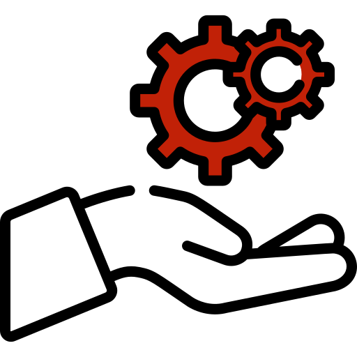 A picture of hand holding gears