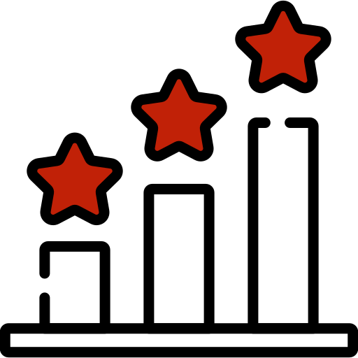 A picture of 3 signal bars and three stars