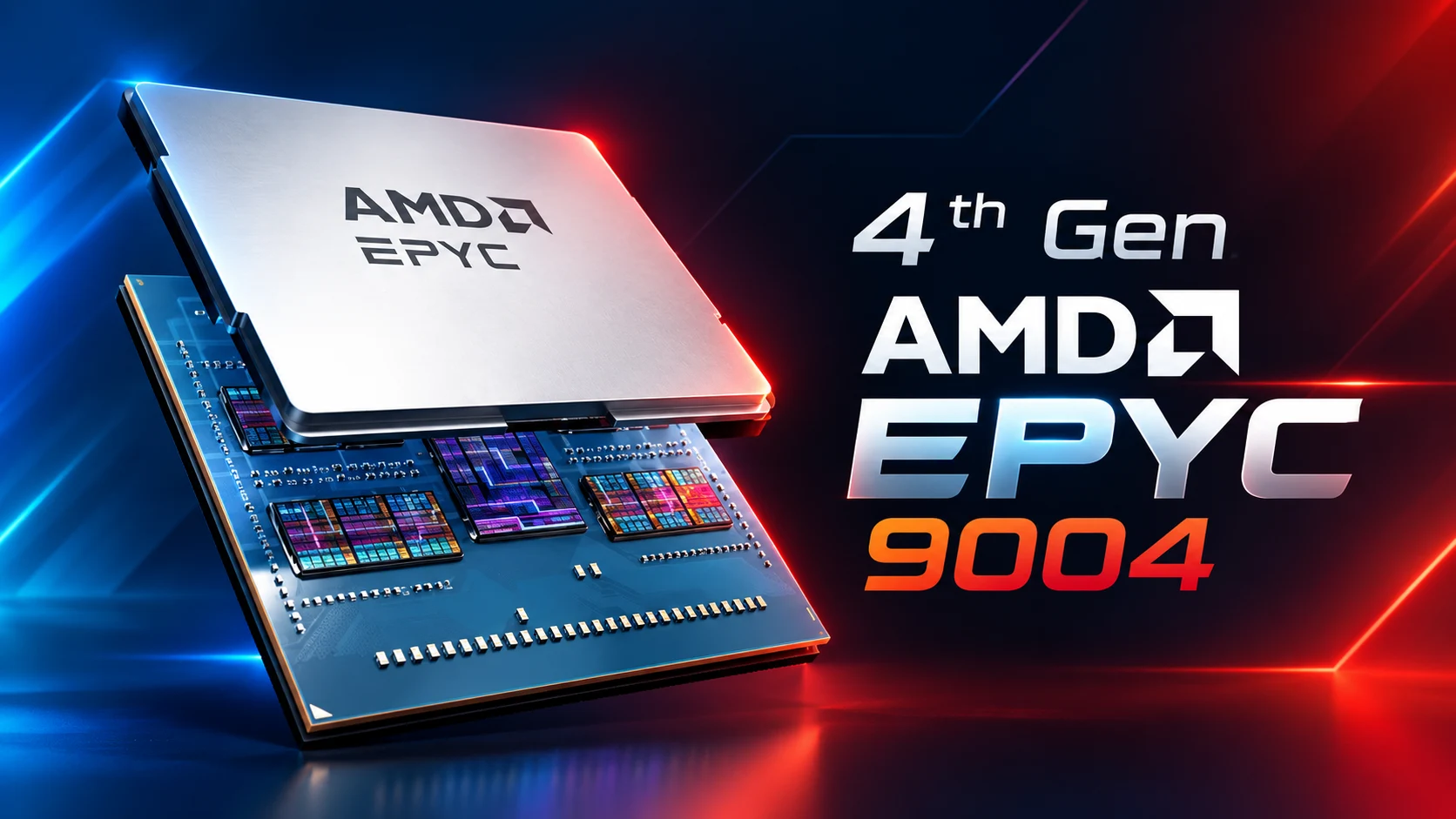 4th Gen AMD EPYC 9004 processor with a high-tech design background.